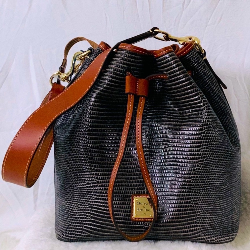 Dooney and Bourke Embossed Lizard Leather Drawstring NWT